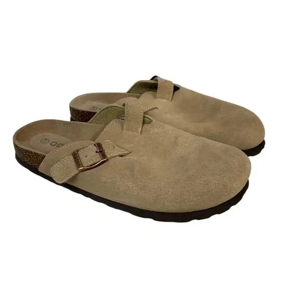 Odoly Womens Size 10 Brown Suede Clogs Sandals Closed Round Toe Slip On Shoes - Picture 3 of 8